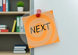 Office Sticky Note Next Message Reminder on Whiteboard Surface