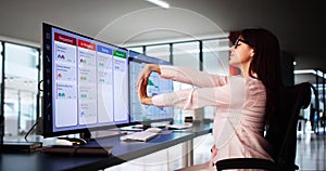 Office Stretch Exercise At Computer Desk