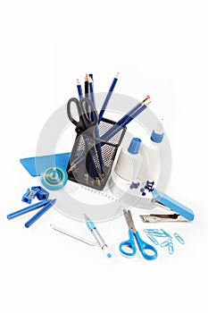 Office and student accessories isolated.