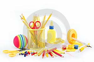 Office and student accessories isolated.