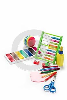 Office and student accessories isolated.