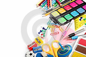 Office and student accessories isolated.