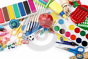 Office and student accessories isolated.