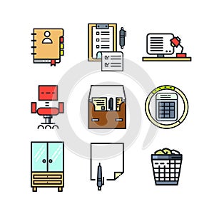 Office Stuff Simple Icon Color Illustration