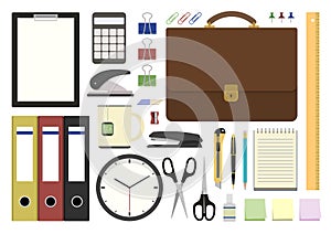 Office supplies in flat design