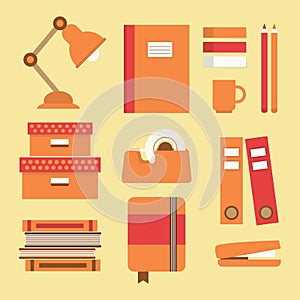 Office supplies and stationery icons set