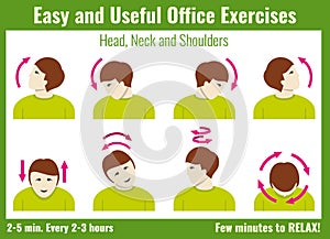 Office syndrome infographic. Exercises with businessman. Vector health concept