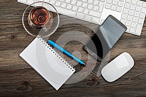 office table with computer keyboard