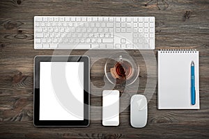 office table with computer keyboard