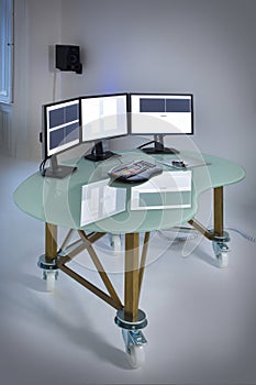 Office with table desktop computer