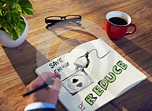 Office Table with Energy Conservation Concept