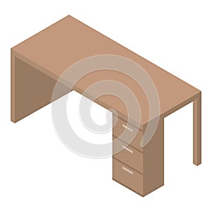 Office table icon, isometric style