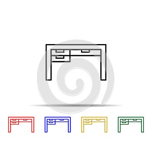 office table multi color style icon. Simple thin line, outline vector of web icons for ui and ux, website or mobile application