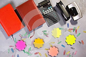 Office table with stationery set