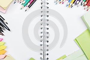 Office tabletop with supplies