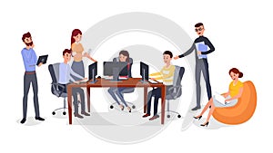 Office team building exercise vector illustration