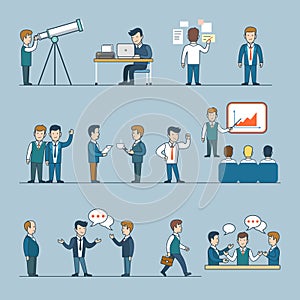 Office team life Flat line art style business peop