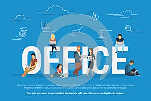 Office teamwork and goals vector illustration of people working together