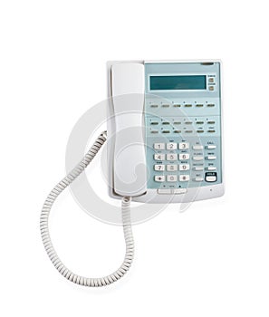 Office telephone in top view isolated