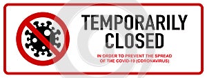 Office temporarily closed sign of coronavirus news