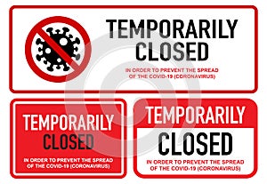 Office temporarily closed sign of coronavirus news
