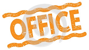 OFFICE text on orange lines stamp sign