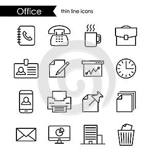 Office thin line icon set, company and corporations photo