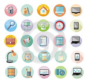 Office and time management icon set photo