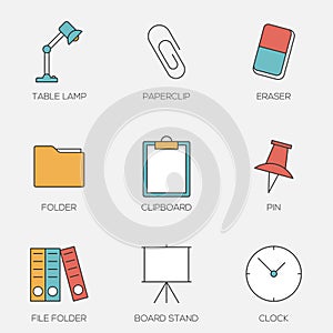 Office tools color line icons