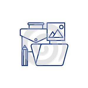 Office tools line icon concept. Office tools flat  vector symbol, sign, outline illustration.