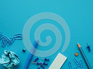 Blue office utensils