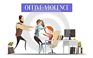 Office Violence Illustration