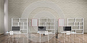 Office with virus prevention separations 3d rendering .3d illustration photo