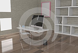 Office with virus prevention separations 3d rendering .3d illustration photo