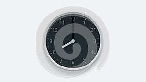 Office wall clock displays 8 oclock. 3D rendering