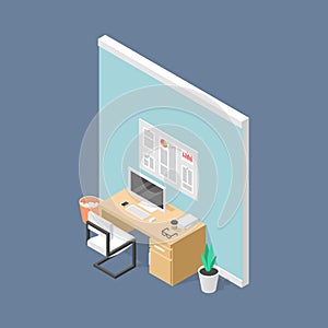 Office Wall isometric flat design vector