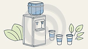 Office Water Cooler, Hydration Station, Workplace Refreshment, vector design Generative AI