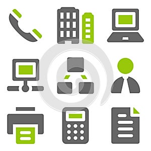 Office web icons, green grey solid icons