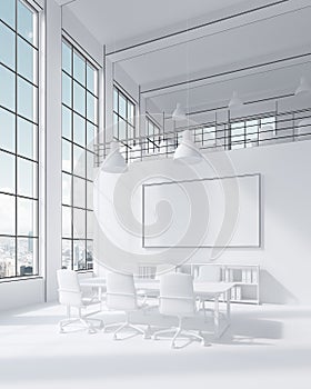 Office with white horizontal poster