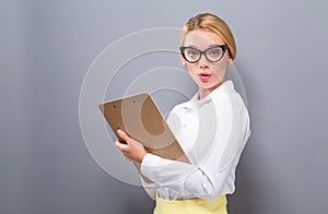 Office woman with a clipboard