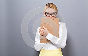 Office woman with a clipboard