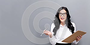 Office woman with a clipboard