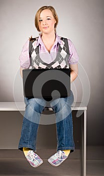 Office woman with laptop