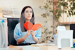 Office Woman Receiving Valentine Card from Secret Admirer
