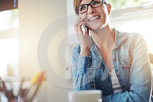 Office woman Talking to Someone on Phone