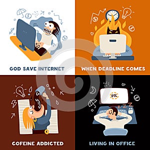 Office Work Concept Icons Set