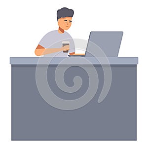 Office work desk icon cartoon vector. Workaholic task photo