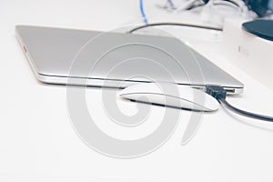 Office workdesk in the morning