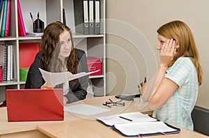 Office worker is afraid of punishment from the head