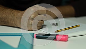 Office worker banging his fist on the table